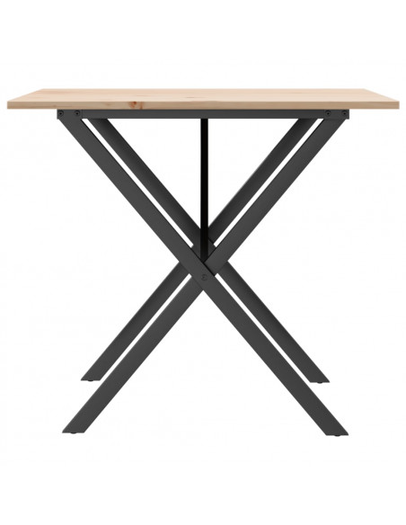 Tavolo da Pranzo Telaio a X 80x80x75 cm Massello Pino e Ghisa
