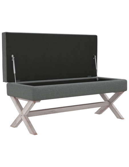 Sgabello Portaoggetti Grigio Scuro 110x45x49 cm in Tessuto
