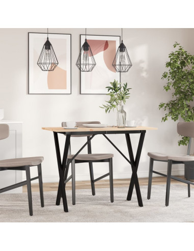 Tavolo da Pranzo Telaio a X 100x50x75 cm Legno Pino e Acciaio