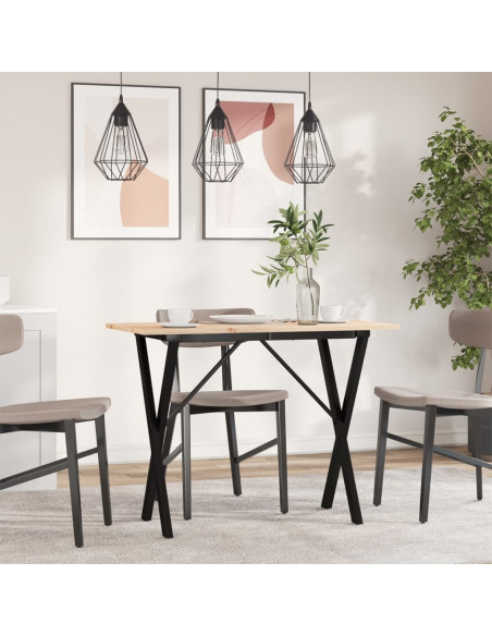 Tavolo da Pranzo Telaio a X 100x50x75 cm Legno Pino e Acciaio