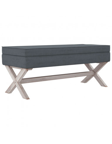 Sgabello Portaoggetti Grigio Scuro 110x45x49 cm in Velluto