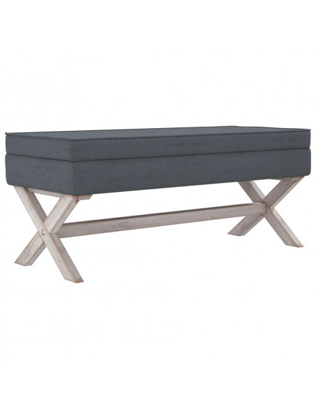 Sgabello Portaoggetti Grigio Scuro 110x45x49 cm in Velluto