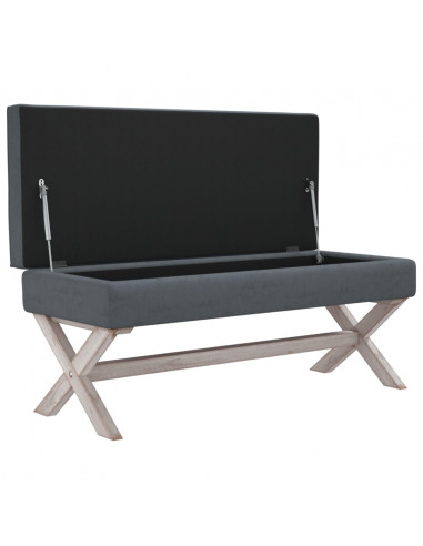 Sgabello Portaoggetti Grigio Scuro 110x45x49 cm in Velluto