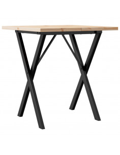 Tavolo da Pranzo Telaio a X 70x70x75,5 cm Massello Pino e Ghisa 2