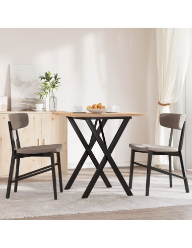 Tavolo da Pranzo Telaio a X 70x70x75,5 cm Massello Pino e Ghisa