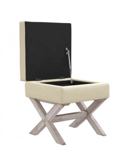 Sgabello Portaoggetti Beige 45x45x49 cm Lino