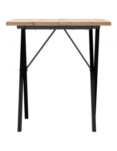 Tavolo da Pranzo Telaio a X 70x70x75,5 cm Massello Pino e Ghisa