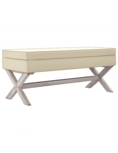 Sgabello Portaoggetti Beige 110x45x49 cm Lino