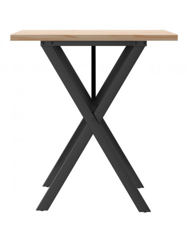 Tavolo da Pranzo Telaio a X 70x70x75,5 cm Massello Pino e Ghisa