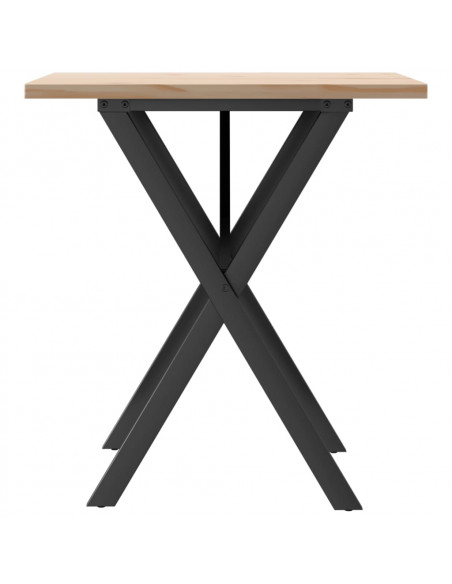 Tavolo da Pranzo Telaio a X 70x70x75,5 cm Massello Pino e Ghisa