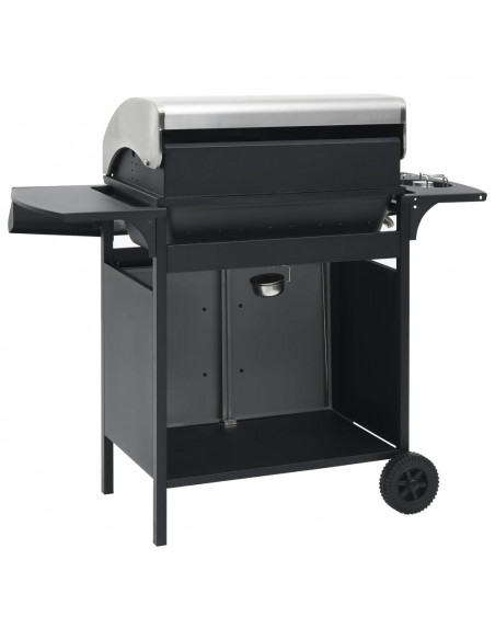 Barbecue Griglia a Gas 4+1 Fornelli Nero Argento Acciaio e Inox