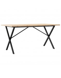 Tavolo da Pranzo Telaio a X 160x80x75,5cm Massello Pino e Ghisa 2