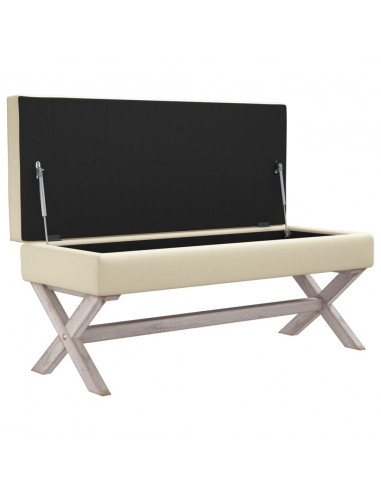 Sgabello Portaoggetti Beige 110x45x49 cm Lino