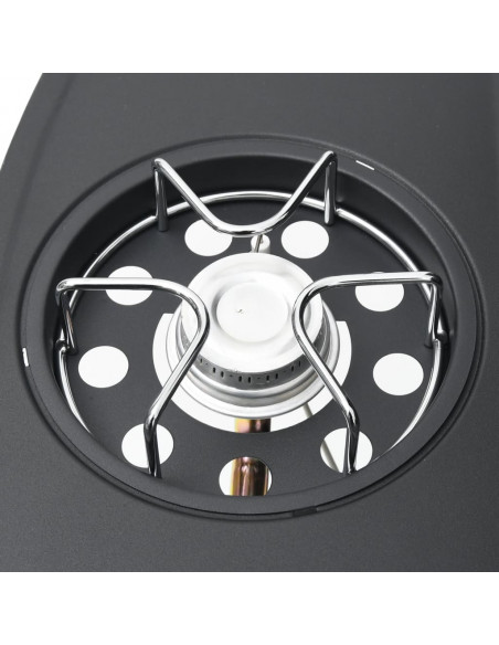 Barbecue Griglia a Gas 4+1 Fornelli Nero Argento Acciaio e Inox
