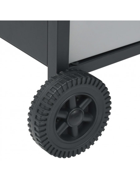 Barbecue Griglia a Gas 4+1 Fornelli Nero Argento Acciaio e Inox