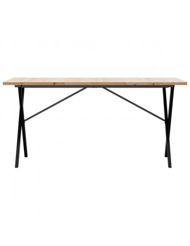 Tavolo da Pranzo Telaio a X 160x80x75,5cm Massello Pino e Ghisa