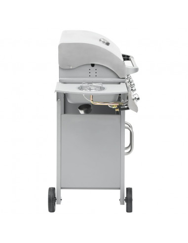 Barbecue e Griglia a Gas 4+1 Fornelli Argento in Acciaio Inox