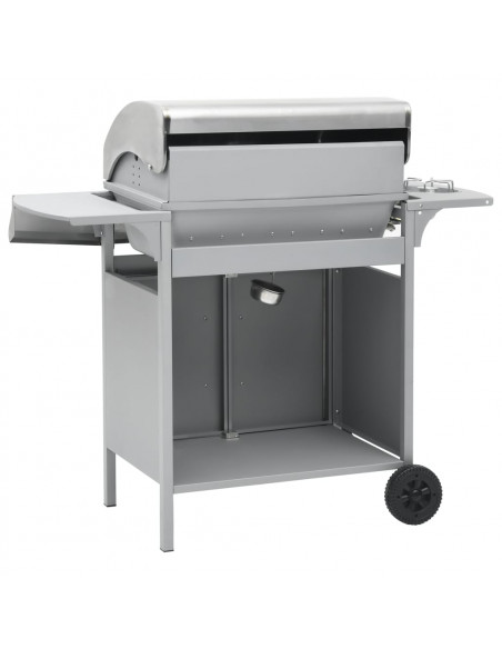 Barbecue e Griglia a Gas 4+1 Fornelli Argento in Acciaio Inox