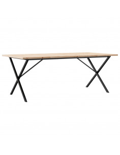 Tavolo Pranzo Telaio a X 200x100x75,5 cm Massello Pino e Ghisa 2
