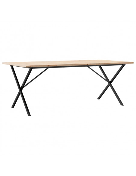 Tavolo Pranzo Telaio a X 200x100x75,5 cm Massello Pino e Ghisa