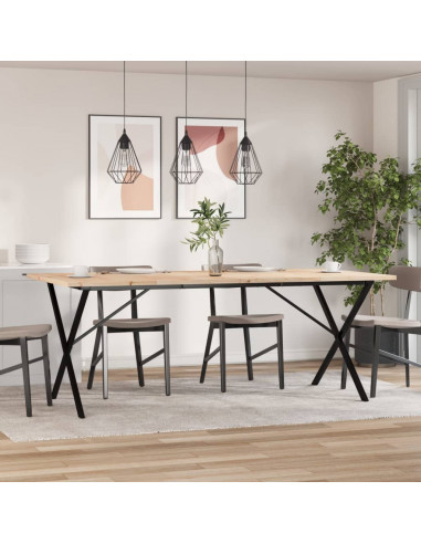 Tavolo Pranzo Telaio a X 200x100x75,5 cm Massello Pino e Ghisa