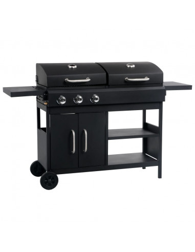 Barbecue Combinato Carbone e Gas 3 Fuochi