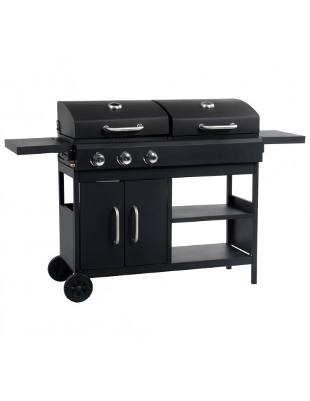 Barbecue Combinato Carbone e Gas 3 Fuochi