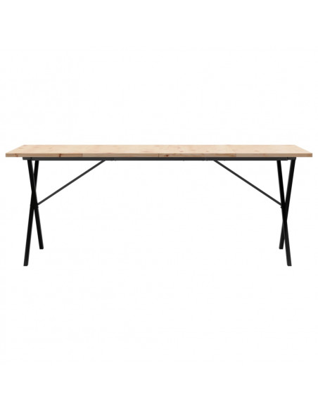 Tavolo Pranzo Telaio a X 200x100x75,5 cm Massello Pino e Ghisa