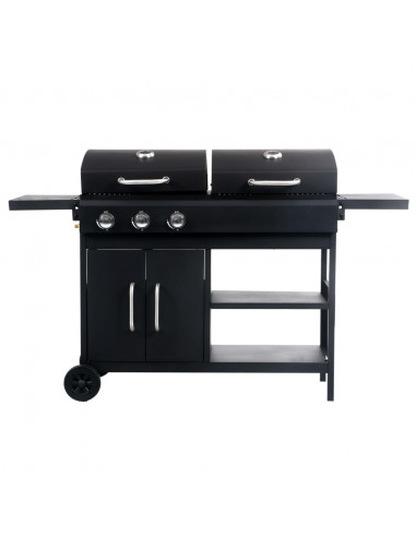 Barbecue Combinato Carbone e Gas 3 Fuochi