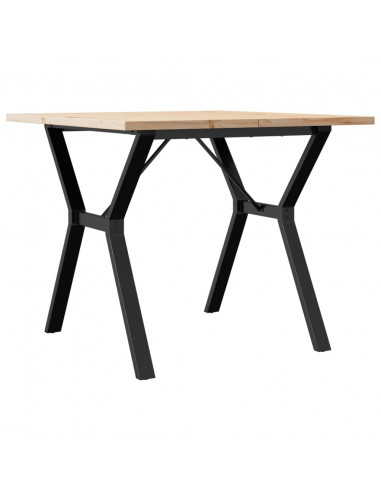 Tavolo da Pranzo Telaio a Y 90x90x75,5 cm Massello Pino e Ghisa