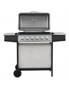 Barbecue Griglia a Gas 6 Fornelli Acciaio Inossidabile Argento 2