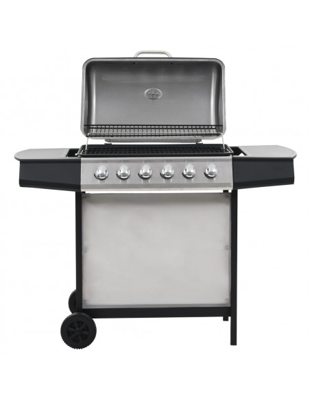Barbecue Griglia a Gas 6 Fornelli Acciaio Inossidabile Argento