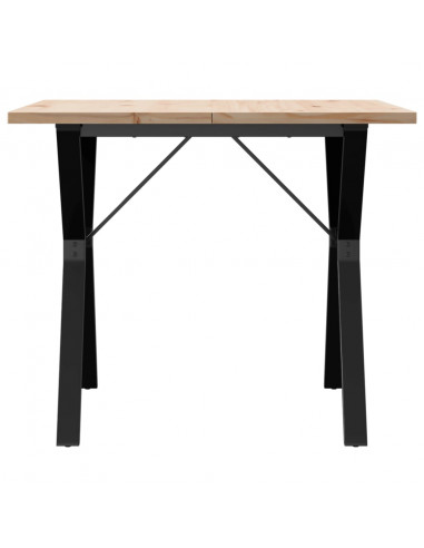 Tavolo da Pranzo Telaio a Y 90x90x75,5 cm Massello Pino e Ghisa