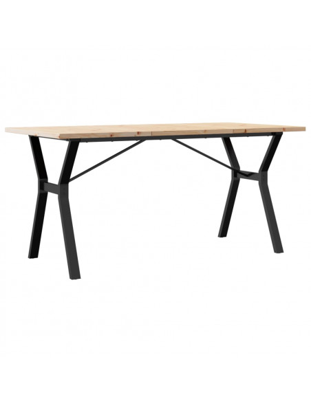 Tavolo da Pranzo Telaio a Y 140x80x75,5cm Massello Pino e Ghisa