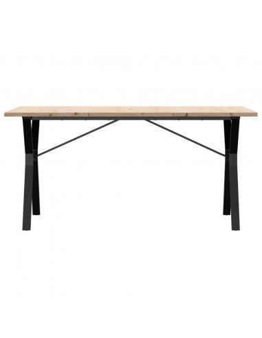 Tavolo da Pranzo Telaio a Y 140x80x75,5cm Massello Pino e Ghisa