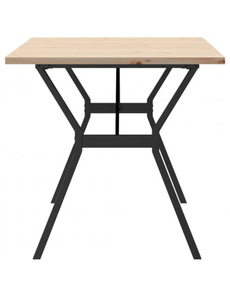 Tavolo da Pranzo Telaio a Y 140x80x75,5cm Massello Pino e Ghisa