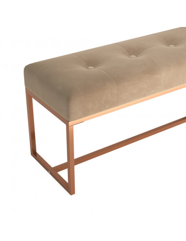 Panca Beige 110x36x45 cm in Velluto