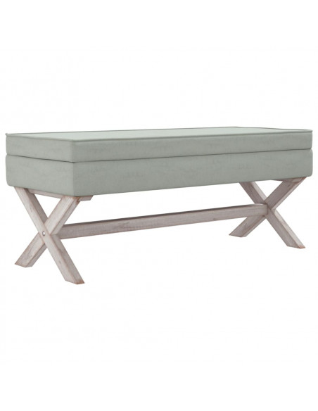 Sgabello Portaoggetti Grigio chiaro 110x45x49 cm in Velluto