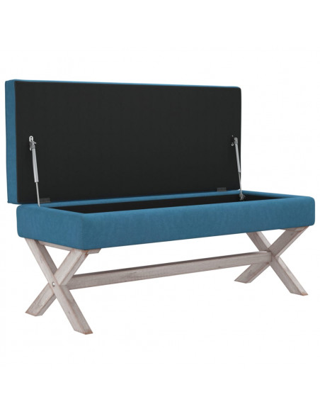 Sgabello Portaoggetti Blu 110x45x49 cm in Velluto