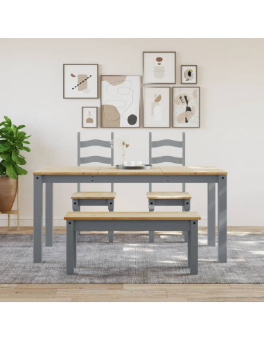 Tavolo da Pranzo Panama Grigio 160x80x75 cm Legno Massello Pino