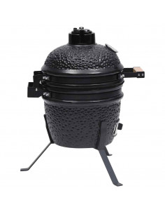 Barbecue Affumicatore 2 in 1 Kamado in Ceramica 56 cm Nero 2