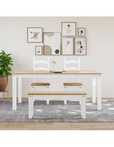 Tavolo da Pranzo Panama Bianco 180x90x75 cm Legno Massello Pino