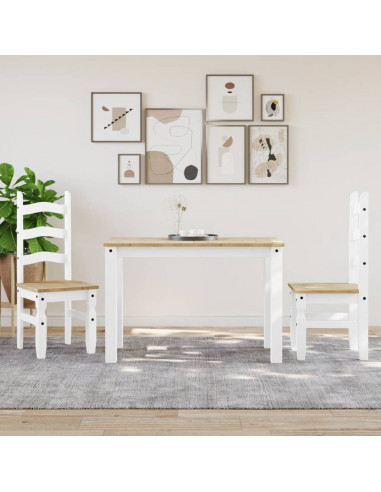 Tavolo da Pranzo Panama Bianco 117x60x75 cm Legno Massello Pino