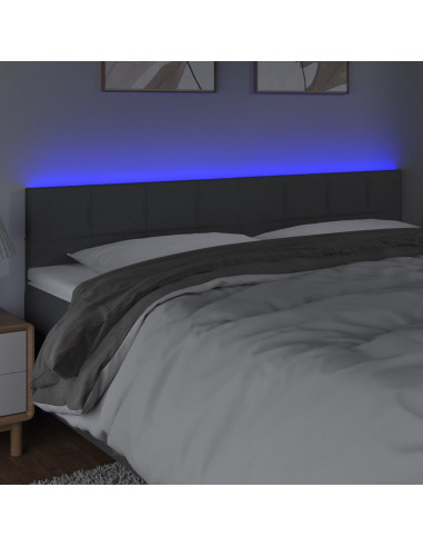 Testiera a LED Grigio Scuro 160x5x78/88 cm in Tessuto