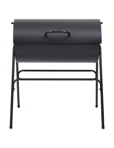 Barbecue a Barile 2 Griglie di Cottura Nero 80x95x90 cm Acciaio
