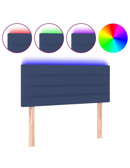 Testiera a LED Blu 100x5x78/88 cm in Tessuto