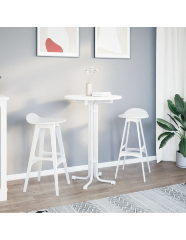 Tavolo da Pranzo Bianco Ø70x110 cm Legno Multistrato e Acciaio