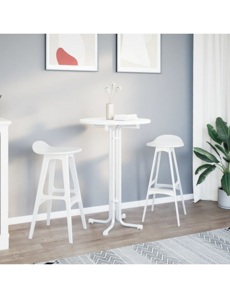 Tavolo da Pranzo Bianco Ø70x110 cm Legno Multistrato e Acciaio
