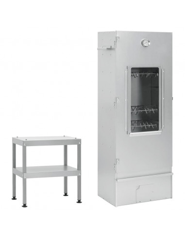 Forno Affumicatore BBQ con Tavolino in Acciaio Zincato