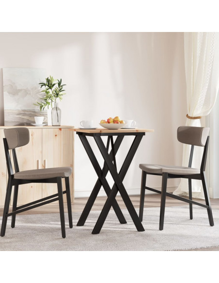 Tavolo da Pranzo Telaio a X 50x50x75 cm Massello Pino e Ghisa
